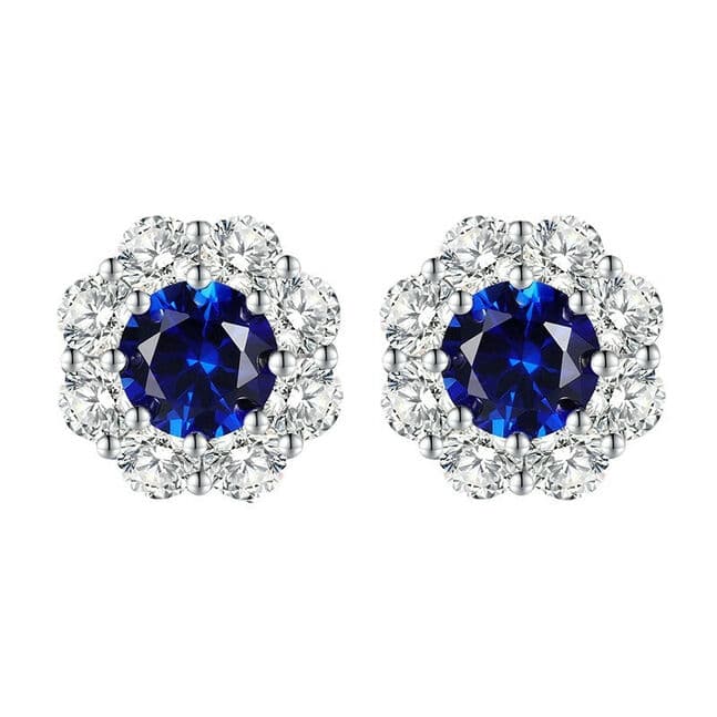 Хөх индранил 18К алтаар бүрсэн шигтгэж зүүдэг мөнгөн ээмэг